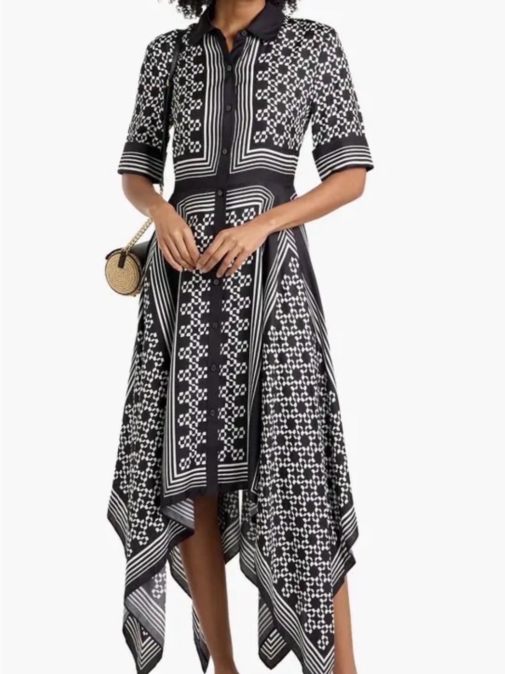 NWT The Simkhai Abrielle Short Sleeve Handkerchief Midi Dress, XS